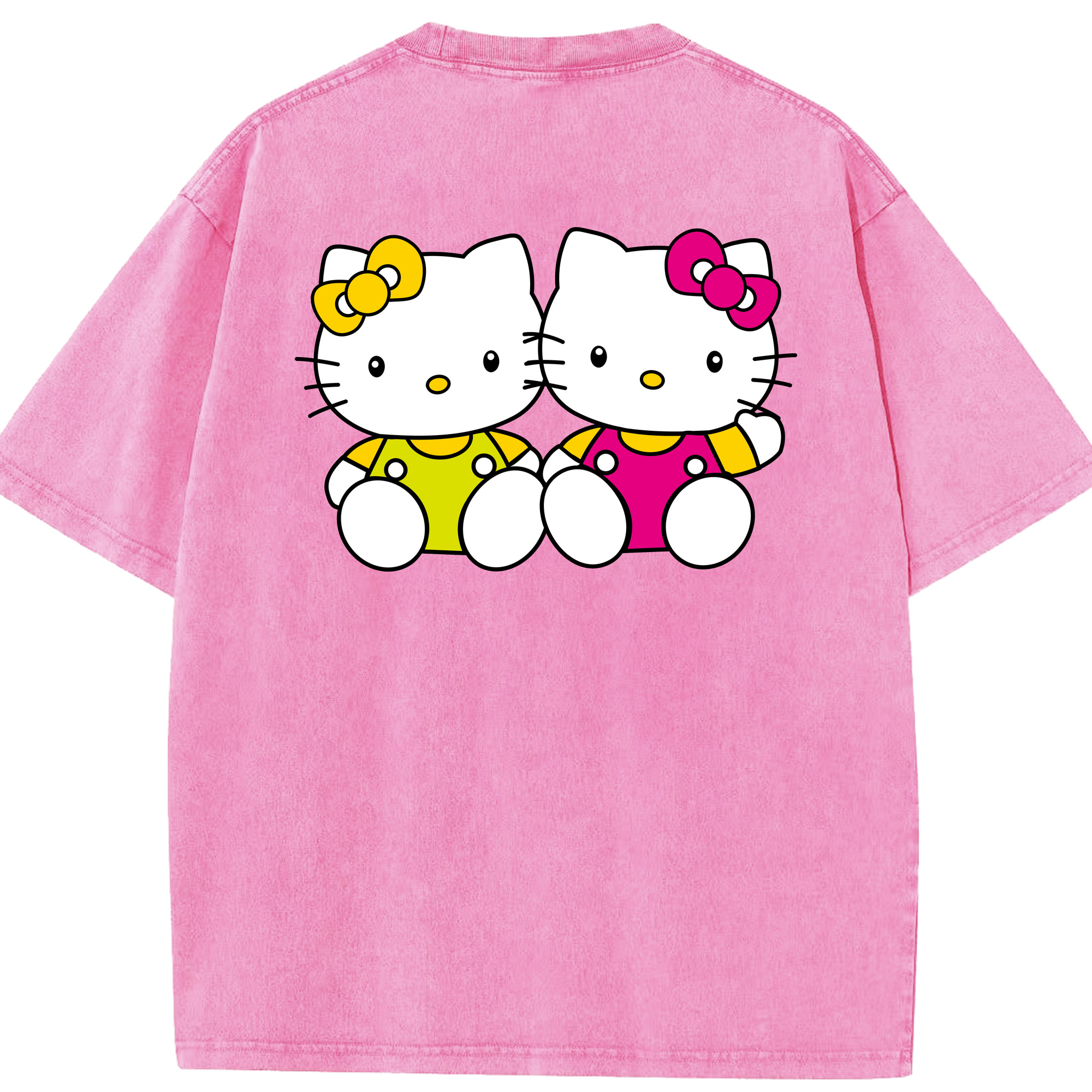（画像用） Hello Kitty ハローキティ 綿100% ヴィンテージ風 半袖Tシャツ（背面プリント）